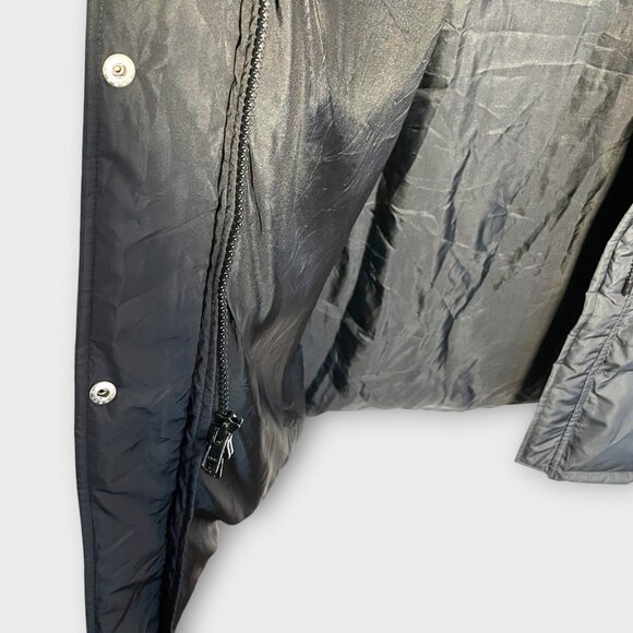 J Crew Long Down Puffer Coat Parka LARGE Black *See Notes* Hood Winter Outdoor - Picture 4 of 11